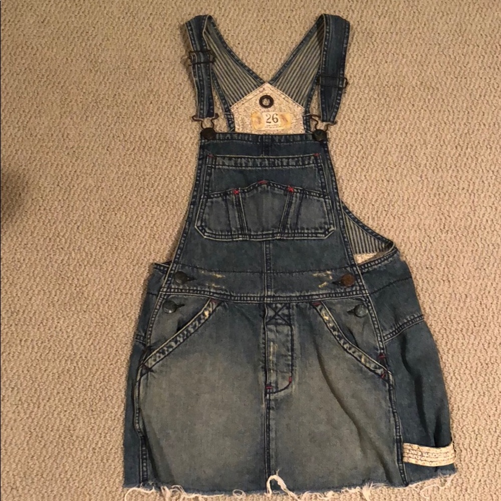 Free People denim overall skirt